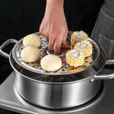 Stainless Steel Steamed Slices Thickened Kitchen Steamed Buns Fish Steamer Slices 18-40cm Multi-Specification Restaurant Multi-purpose Cooking Slices Steaming Grid