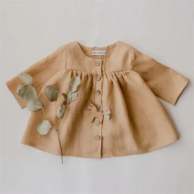 Cotton Linen Cardigan Girl Baby Top Shorts Children's Suit