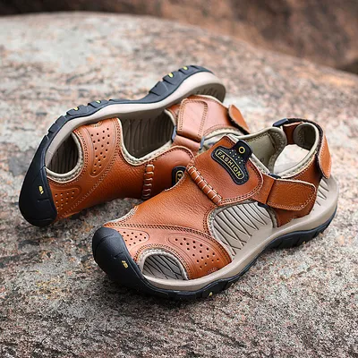 Large Size Two-layer Leather Toe Outdoor Casual Sandals