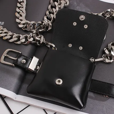 Concave Shape Metal Ring Pig Nose Thick Chain Dual Purpose Coin Purse Messenger Bag Waist Bag