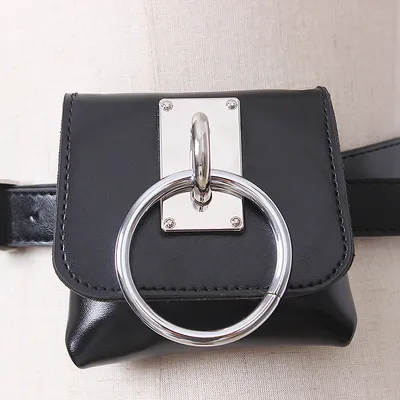 Concave Shape Metal Ring Pig Nose Thick Chain Dual Purpose Coin Purse Messenger Bag Waist Bag