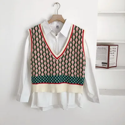 Korean Style Loose And Thin V-neck Sleeveless Waistcoat Top Women's Trend