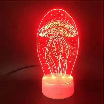 New jellyfish 3D night light remote control 3D light colorful touch led visual light gift atmosphere 3D table light