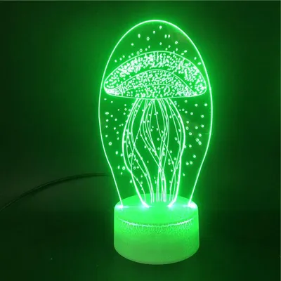 New jellyfish 3D night light remote control 3D light colorful touch led visual light gift atmosphere 3D table light