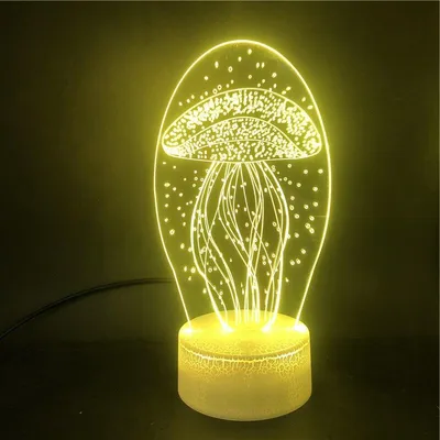 New jellyfish 3D night light remote control 3D light colorful touch led visual light gift atmosphere 3D table light