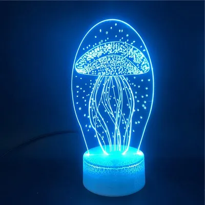 New jellyfish 3D night light remote control 3D light colorful touch led visual light gift atmosphere 3D table light