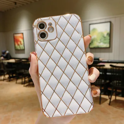New Electroplated Leather Pattern Phone Case