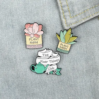 Green Pink Succulent Plant Oil Drip Brooch