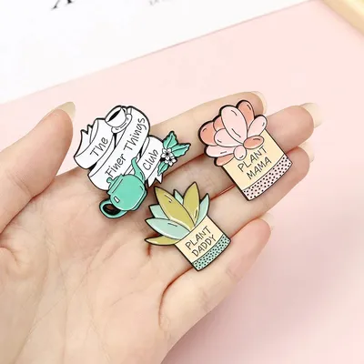 Green Pink Succulent Plant Oil Drip Brooch