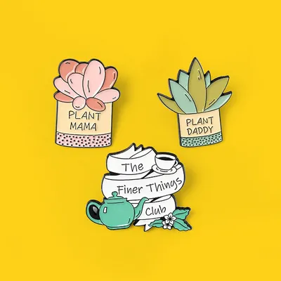 Green Pink Succulent Plant Oil Drip Brooch
