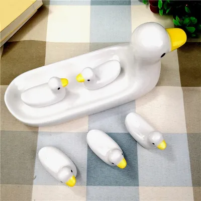 Cute Duck Chopstick Holder Napkin Plate Set Decoration Household Chopstick Holder