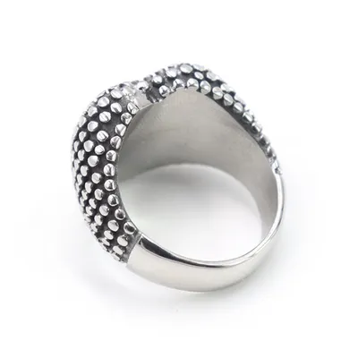 Hot Selling In Europe And America Personality Men Domineering Locomotive Jewelry Retro Boiled Black Heart-Shaped Pitting Ring In Stock