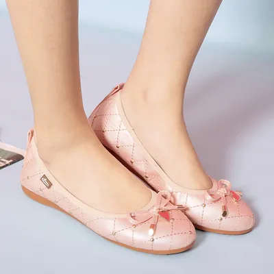 Women's Shoe With Egg Roll, Round Toe, Flat, Single, Light Bow