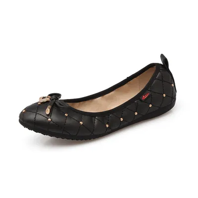 Women's Shoe With Egg Roll, Round Toe, Flat, Single, Light Bow