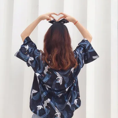 Loose Plus Size Travel Crane Print Sun Protection Clothing