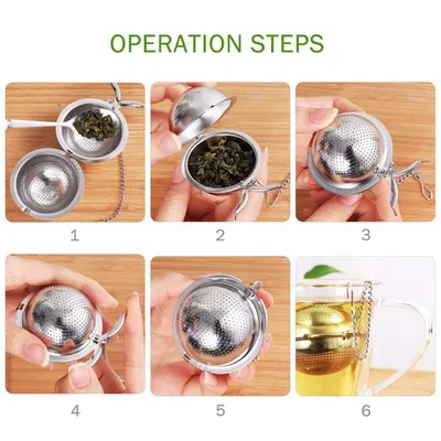 Modern Minimalist Stainless Steel Tea Ball Chain Tea Drain Office Round Spherical Tea Filter