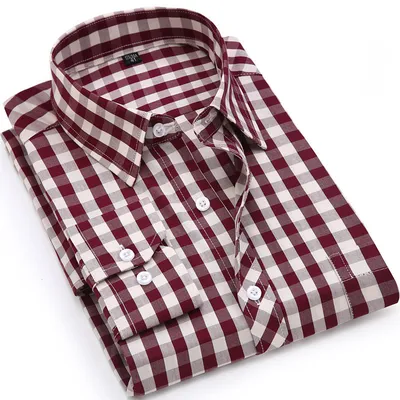 Long-Sleeved Plaid Loose Cotton Casual Shirt
