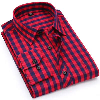 Long-Sleeved Plaid Loose Cotton Casual Shirt
