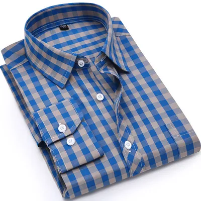 Long-Sleeved Plaid Loose Cotton Casual Shirt