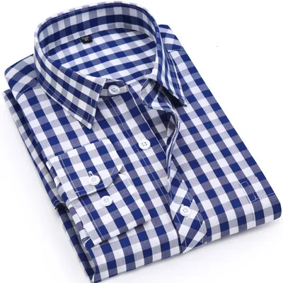 Long-Sleeved Plaid Loose Cotton Casual Shirt