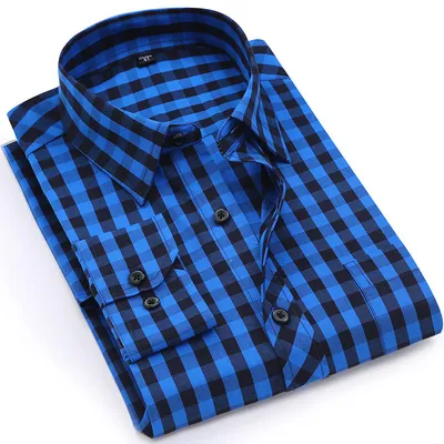 Long-Sleeved Plaid Loose Cotton Casual Shirt