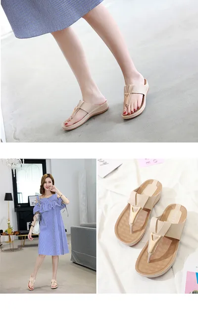 Sandals Women's Cross-Border Metal Plus Size Casual Maternity Slippers