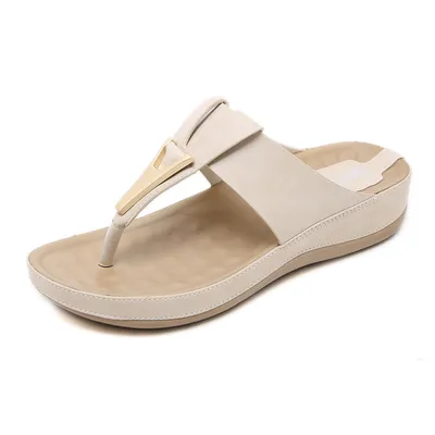 Sandals Women's Cross-Border Metal Plus Size Casual Maternity Slippers