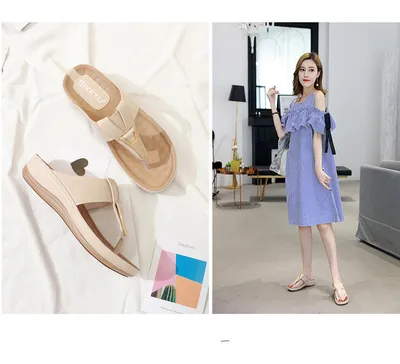 Sandals Women's Cross-Border Metal Plus Size Casual Maternity Slippers
