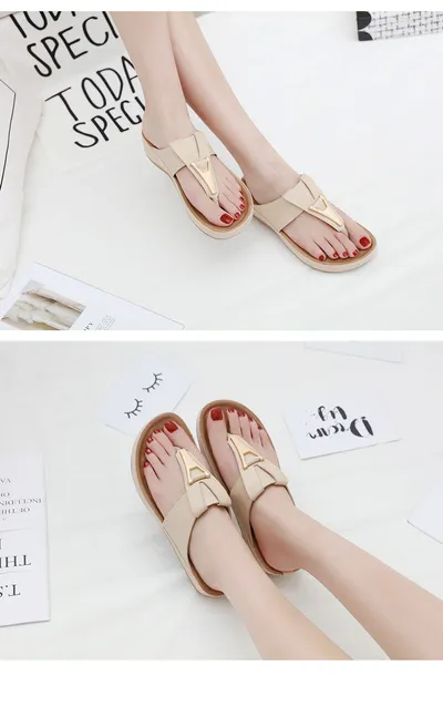 Sandals Women's Cross-Border Metal Plus Size Casual Maternity Slippers