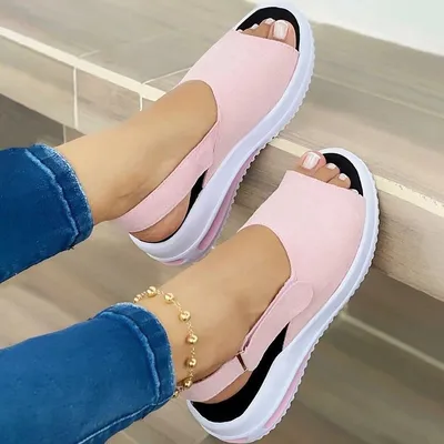 Fish-mouth Flat-heel Buckle Low-top Solid Color Shoes