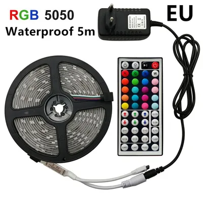 وحدة تحكم صغيرة 2835، 300 مصباح RGB، لوحة إعلانية IP65 مع 24 مفتاحًا، مجموعة مزود طاقة 12 فولت 5 أمبير (44 مفتاحًا).