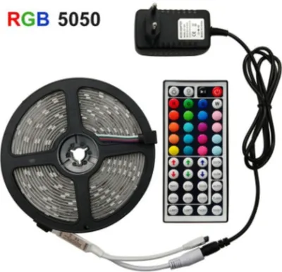 وحدة تحكم صغيرة 2835، 300 مصباح RGB، لوحة إعلانية IP65 مع 24 مفتاحًا، مجموعة مزود طاقة 12 فولت 5 أمبير (44 مفتاحًا).