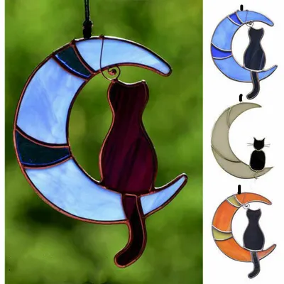 Cat in Moon Moon Cat Decoration Pendant Bar Home Crafts Restaurant Wine Cabinet Jewelry