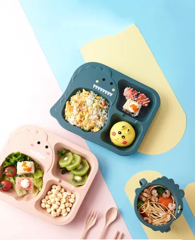 Set Baby Cartoon Dinosaur Tableware Childrens Dinnerware Set