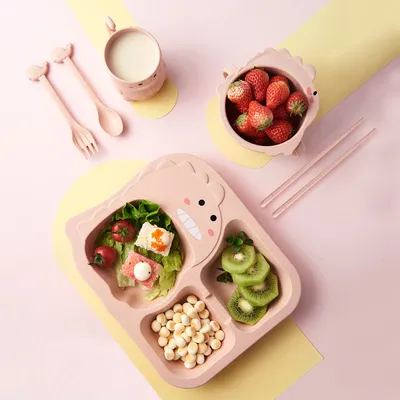 Set Baby Cartoon Dinosaur Tableware Childrens Dinnerware Set