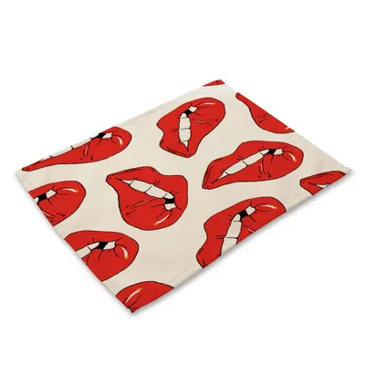 European And American Hot-Selling Cotton And Linen Cloth Art Heat Insulation Western Food Mat American Animation Animal Lips Foreign Trade Supply Tableware Mat