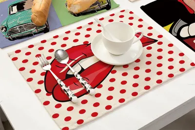 European And American Hot-Selling Cotton And Linen Cloth Art Heat Insulation Western Food Mat American Animation Animal Lips Foreign Trade Supply Tableware Mat