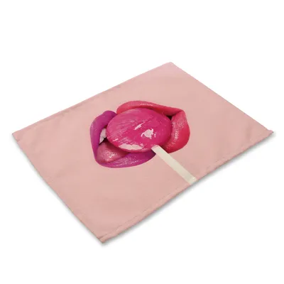 European And American Hot-Selling Cotton And Linen Cloth Art Heat Insulation Western Food Mat American Animation Animal Lips Foreign Trade Supply Tableware Mat