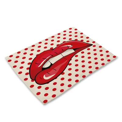 European And American Hot-Selling Cotton And Linen Cloth Art Heat Insulation Western Food Mat American Animation Animal Lips Foreign Trade Supply Tableware Mat