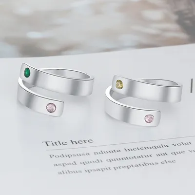 Personal Ring Custom Engraved Name Birthstone Ring
