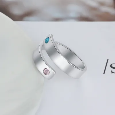 Personal Ring Custom Engraved Name Birthstone Ring