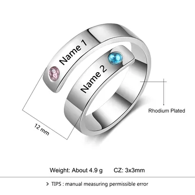 Personal Ring Custom Engraved Name Birthstone Ring
