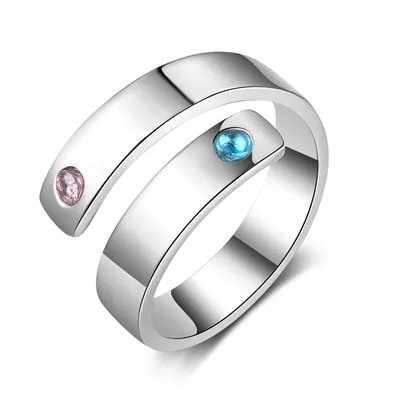 Personal Ring Custom Engraved Name Birthstone Ring