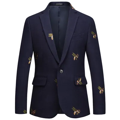 Men's Business Casual Woolen Cloth Embroidery Plus Size Suit Banquet Dress