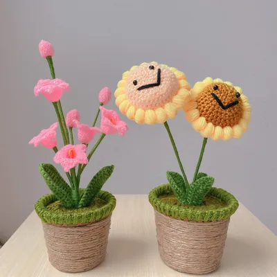 Handmade Sunflower Rose Flower Plush Plant Home Bedroom Decoration Christmas Valentine's Day Gift