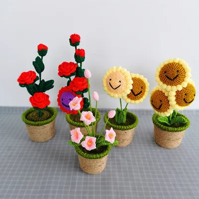 Handmade Sunflower Rose Flower Plush Plant Home Bedroom Decoration Christmas Valentine's Day Gift