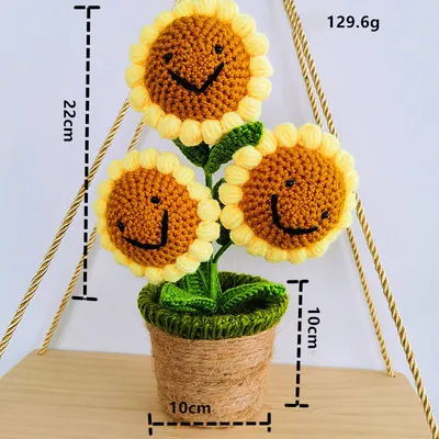 Handmade Sunflower Rose Flower Plush Plant Home Bedroom Decoration Christmas Valentine's Day Gift