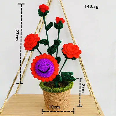 Handmade Sunflower Rose Flower Plush Plant Home Bedroom Decoration Christmas Valentine's Day Gift