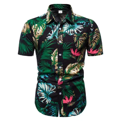 Printed Casual Men's Short-Sleeved Lapel Top