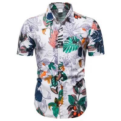 Printed Casual Men's Short-Sleeved Lapel Top